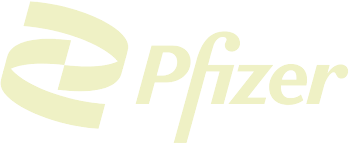 The Pfizer logo in cream color