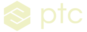 The PTC logo in cream color