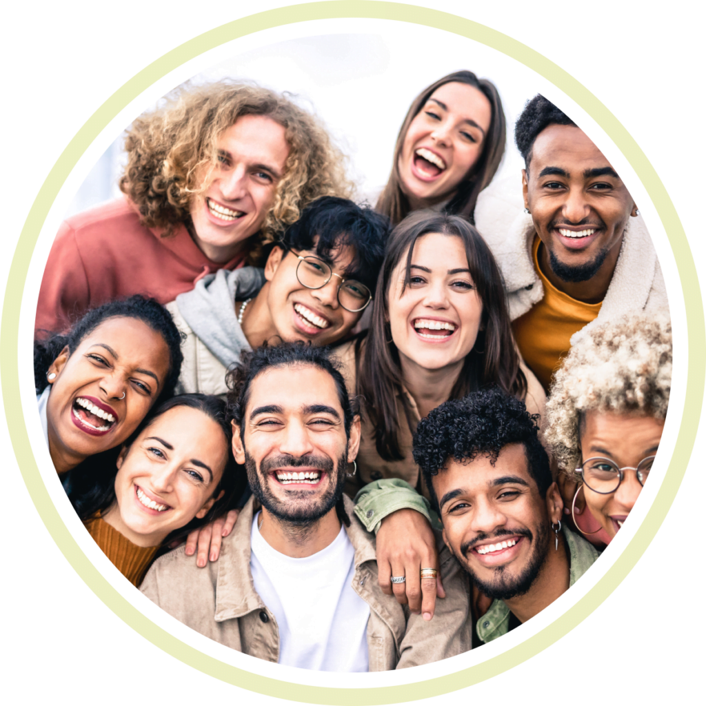 A diverse & happy group takes a selfie outdoors, like the community of people who'll visit your Cadent website